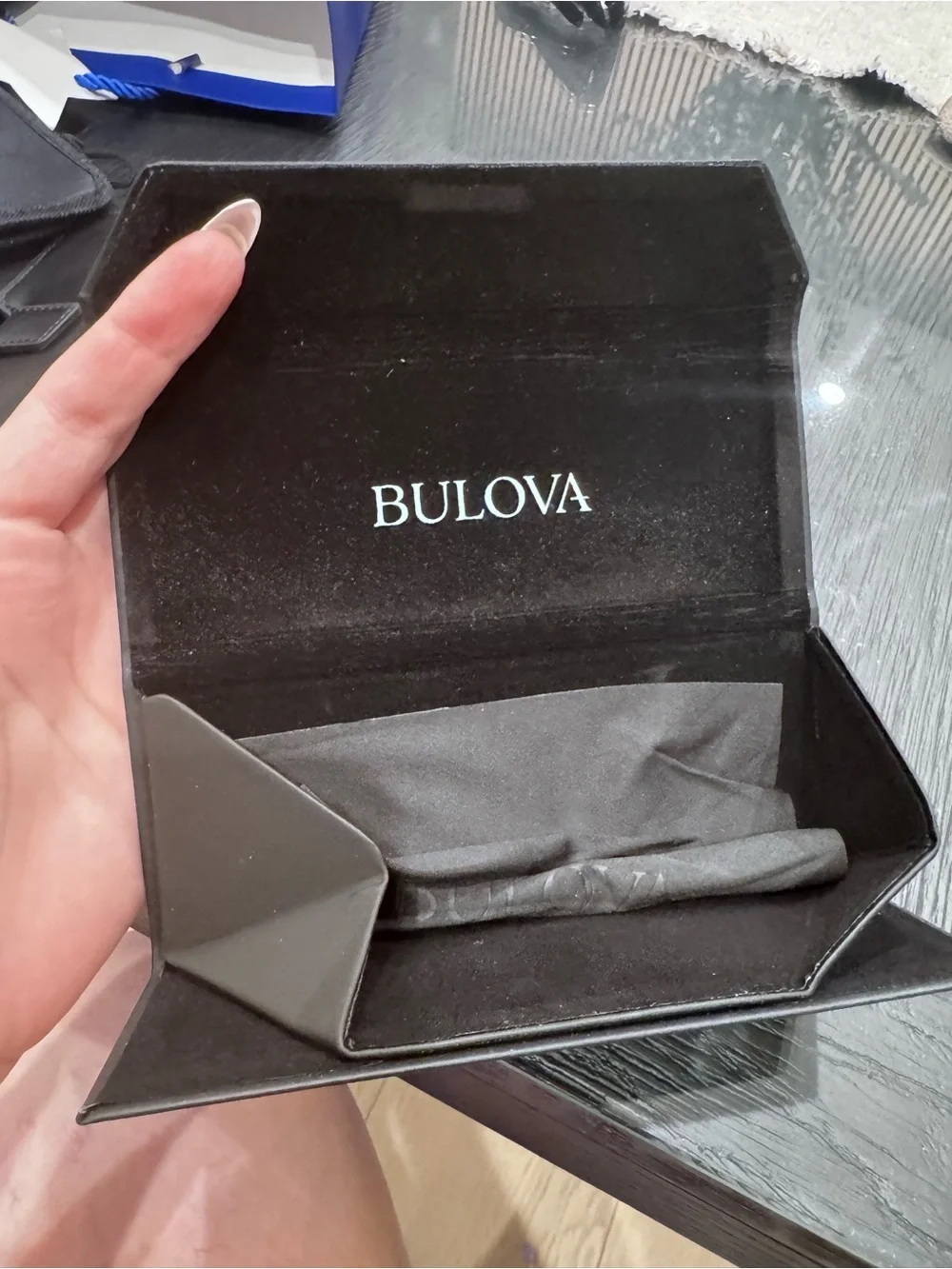 Bulova Black Foldover Eyeglass Case